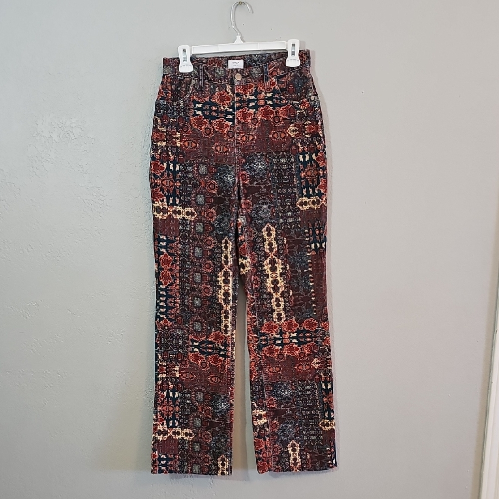 RVCA Groove High Rise Casual Corduroy Pants Multicolor Womens Size 27 Wide Leg - Picture 2 of 9